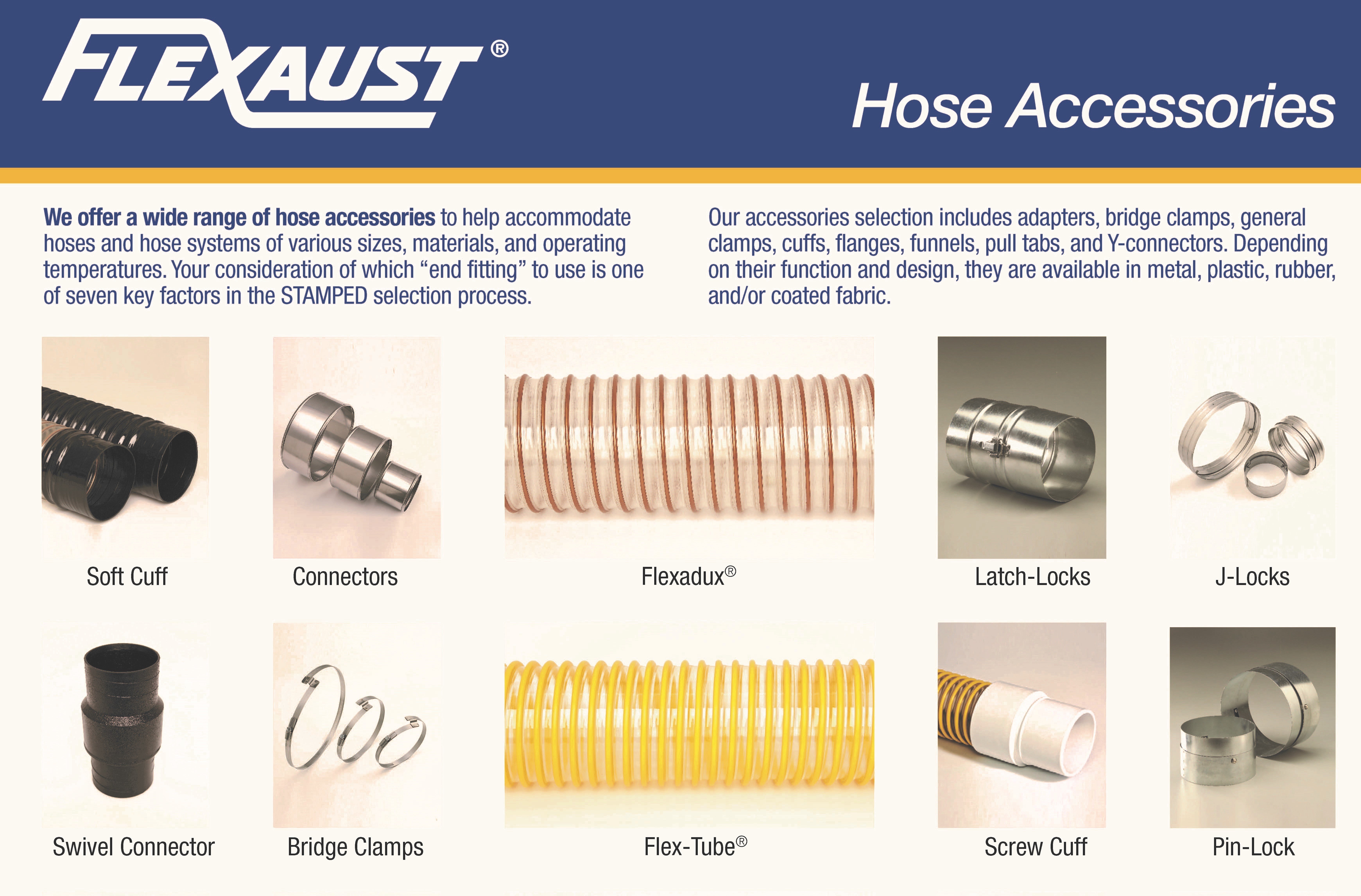 Hose Accessories Guide Connectors, Cuffs, Adapters, Clamps Flexaust Inc.